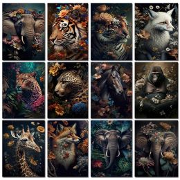 Stitch Tropical Plant Leopard Animals Diy Diamond Painting Tiger Wolf Elephant Art Living Room Full Diamond Mosaic Cross Stith Y989