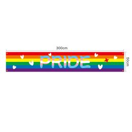 Accessories 3 Pieces Happy Pride Flag 300X50cm Large Rainbow Flag for Pride Outdoor Garden Bright Lesbian Stripes Happypride