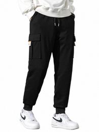 90% White Duck Down Padded Winter Cargo Pants Men Thick Warm Multi-Pockets Black Joggers Casual Sweatpant Thermal Puffer Trouses v0ZD#