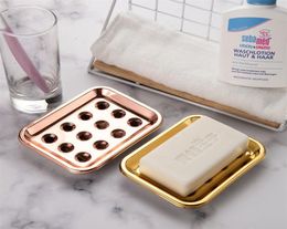 Gold Soap Dish Holder with Drainage for Bathroom Kitchen SUS304 Stainless Steel Double Layer Y2004075533907