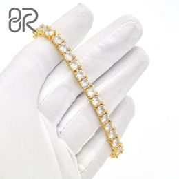 4X6mm 8" Tennis VVS Moissanite Bracelet Pass Diamond Tester Round Brilliant Cut Gold Plated Sier Link Chain Fine Jewellery