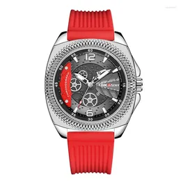 Wristwatches Style Sports Student Tide Silicone Tape Watch Men's Quartz Fashion Waterproof Round Black Business