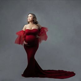 Stretchy Maternity Pography Long Dress Sleeveless Mermaid Skinny Pregnancy Poshoot Pregnant Woman Maxi Gown 240321