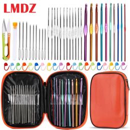 Knitting LMDZ 54 Pcs Crochet Needles Set Crochet Hooks Kit Ergonomic Knitting Needles Blunt Needles Stitch Marker DIY with Storage Case