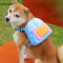 Sets Durable Pet Self Carry Backpack, Adjustable Leash, Puppy Self Backpack, Cartoon Portable Harness, Teddy Dog Outdoor Snack Bag