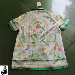 Men's T-Shirts Colorful Floral Short Sleeve Shirt Thin Silk Men Women High Quality Hawaii Beach Holiday Seaside Surf Shirt J240515 J240515