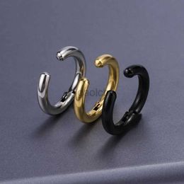 Hoop Huggie 1 piece of womens stainless steel unpainted earring clip with circular non perforated fake earrings new popular fashion earrings 24326