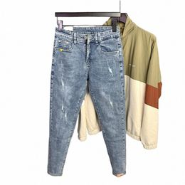 fi Designer Men Jeans Retro Stretch Slim Fit Painted Ripped Jeans Men Korean Style Vintage Casual Denim Pants streetwear S8hu#