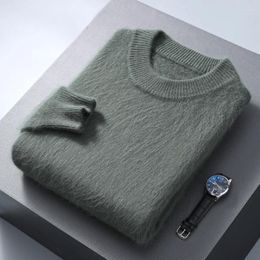 Men's Sweaters Classic Mink Cashmere Solid Colour O-Neck Casual Knitted Pullovers Winter Men Long Sleeve Thicken Warm Shirt