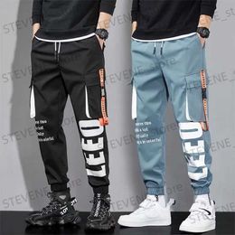 Men's Pants Summer Joggers Cargo Pants for Men Casual Hit Color Pocket Male Hip Hop Trousers Sweatpants Strtwear Ribbons Techwear Pants T240326