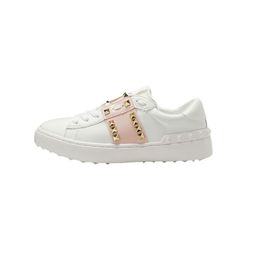 2024 Fashion Designer runway New White pink border gold nails Leather casual shoes for men and women comfortable Versatile casual shoes dd0320H 35-44 4