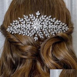 Tiaras luksusowa panna młoda HEDPIES HEKTOREKU DO JEEDINGÓW AKCESORIA CUBIC CYRKONIA BRIDAL CLIP KLIPE ZAPERAWIE 240311 DROP HA OTNQF