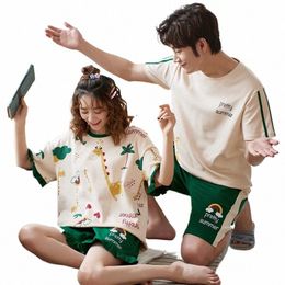 Giraffe Carto Cute Sleepwear for Couples Summer Shorts Pamas Set Men and Women Home Clothes Pijama Masculino Pyjama 01ng#