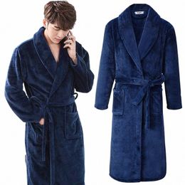 large Size 3XL Flannel Robe Kimo Bathrobe Gown Winter Coral Fleece Sleepwear Nightwear Loose Thickened Home Wear Loungewear 66Hq#