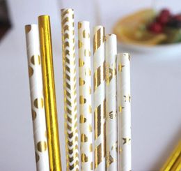 Gold foil Pin Sripte Paper Straws drink strip straws Ecofriendly Drinking Straw7224952