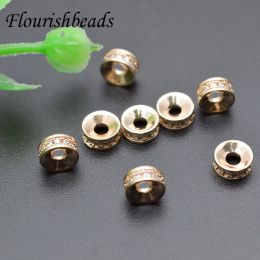 Components 50pcs/lot 3x6mm Nickel Free Real Gold Plating Rhinestone Paved Round Spacer Beads for DIY Jewellery Making Accessories Supplie