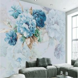 Wallpapers Wellyu Custom Large - Scale Murals Modern Fresh Hand Painted Flowers Pastoral Living Room TV Backdrop Non Woven Wallpaper