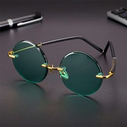 Vazrobe Glass Sunglasses Male Dark Green Ladies Sun Glasses for Men Rimless Round Oversized Big Large Anti Scratch Lens Brand3629878