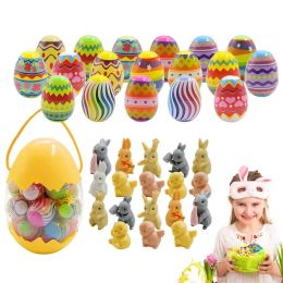 Miniatures Easter Eggs With Toys Inside Large Egg Shaped Bucket Easter Egg Durable Party Favour And Basket Stuffer ToyFilled Egg Decoration