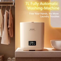 1.85gal Fully Automatic Mini Hine Household Small and Stripping, Dedicated to Gentle Clothing Cleaning, Sock Washing Hine, Suitable for Internal Baby Clothing,