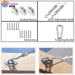 Accessories Tewango Stainless Steel Spring Hook Kits Shade Sail Awning Fixing Fittings Screen Net Instant Grommet Hammock Accessories