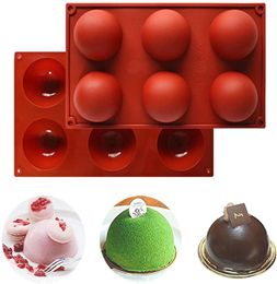 6 Holes Silicone Mould For Chocolate Cake Jelly Pudding Handmade Soap Round Shape Large Semi Sphere Silicone DIY Mold9988591