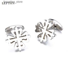 Cuff Links Cuff Links High Polishing Stainless Steel Cufflinks For Mens Wedding Groom Lepton Brand High quality Business Party Cufflinks 230320 L240322