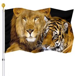 Accessories Lion Tiger Flag UV Fade Resistant Vivid Color Outdoor Indoor Decoration Flags Double Stitched Banners with Brass Grommets Flags