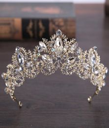 Gold Bridal Crown Rhinestone Crystals Royal Wedding Queen Crowns Princess Crystal Baroque Birthday Party Tiaras For Bride Gold Swe1779200