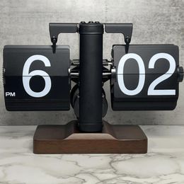 Table Clocks Black Flip Page Clock Desktop Digital Desk Office Decoration Decor Home Interior Accessories Bedside Ornaments