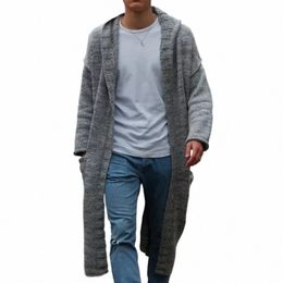 new 2024 Mens Knitted Cott Cardigan Fi Lg Sweaters Male Casual Solid Lg Sleeve Slim Outwear Autumn Winter Warm Hoodie t0lG#