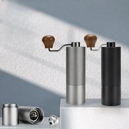 Manuella kaffekvarnar Konisk kaffemaskin Kaffebönare Miller Aluminium Rhombus Body 420 S/S Slipning av kärnan med massivt trä