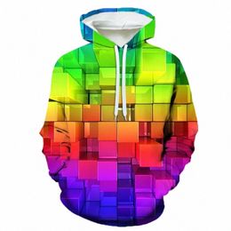 unisex 3D Creative Block Series Printed Women's Hooded Sweatshirt Casual Fi New Men's Hoodies Popular Couples Sudaderas i67x#