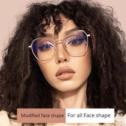 Sunglasses Frames Pulais Women's Oversize Glasses Frame Tough Titanium Square Round Durable Thin Trim Eye-wear Trendy Korea Style Flexible