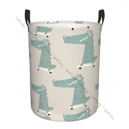 Laundry Bags Bathroom Basket Cute Crocodile On Skateboard Foldable Hamper Clothes Organizer