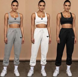 Parada Designer Brand Womens Tracksuits Navel-baring Tank Top Tie-up Trousers Two-piece Sports Fitness Running Suit Jogging Clothes Vest Sweatpants Set 221ess