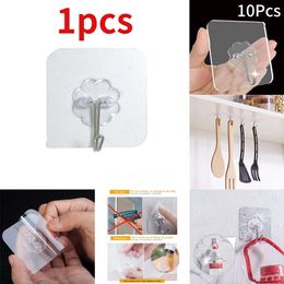 New Transparent Self Adhesive Door Wall Hangers Hooks Suction Heavy Load Rack For Kitchen Bathroom Accessories