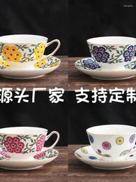 Cups Saucers European Style Coffee Cup And Plate Set With Gold Painted Light Luxury Ceramic Medieval Afternoon Tea