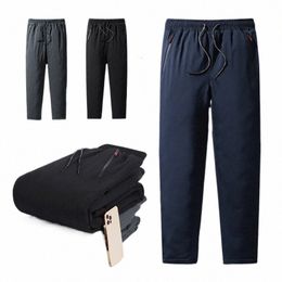 men Winter Warm Pant Thicken Waterproof Down Cott Lined Casual Sport Pants Joggers Trousers Cott-padded Solid Lace-up Pant J8Gi#