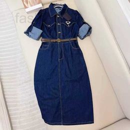 Basic & Casual Dresses Designer Spring New Product Triangle Label Pure Cotton Washed Denim Cotton Fabric Soft and Comfortable Denim Skirt PH8Q