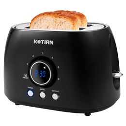 Toaster 2 Slice, KOTIAN Retro Toaster, 1.5 "extra Wide Slot, Stainless Steel Toasters, Bagel, Defrost, Reheat, Cancel Function, 6 Toast Settings, Digital Timer,