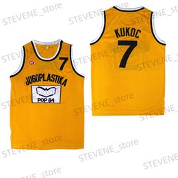 Men's T-Shirts Basketball Jerseys JUGOPLASTIKA 7 Toni Kukoc Sewing embroidery Cheap High-Quality Outdoor sports jersey Yellow 2023 New summer T240325