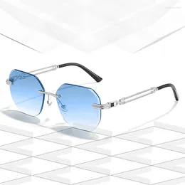 Sunglasses Pilot Borderless Men's Polygonal Metal Frame Women's Sun Glasses Beach Shopping Gift Party Eyewear Summer Style