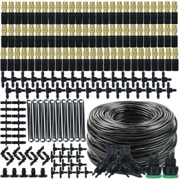 Kits Greenhouse Garden 1050M Automatic Drip Watering Irrigation Kit System 1/4'' 4/7mm Hose Brass Mist Nozzles for Lawn Pot Flower