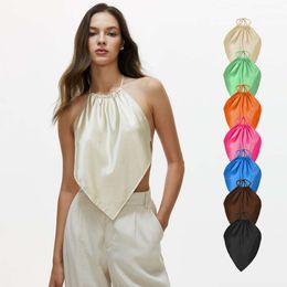 New Product Women's under Wear Camisole Outer Sleepiness Silk Satin Top Loose Pure Desire Return Bellyband Women's European and American Cross Border Vest