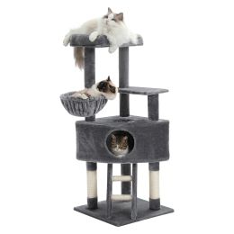 Scratchers Height120CM Cat Tree Condo for Indoor Self Grooming Brush Climbing Sisal Scratching Post for Kitten Cosy Perch Hummock House