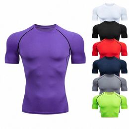 men's Running T-Shirts Quick Dry Compri Sport Undershirt Fitn Gym Tights Blouse Tees Male Soccer Jersey Sportswear Black l83W#