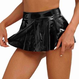 Sexy Skirt Skirts Womens Festival Carnival Party Mini Skrits Wet Style Patent Leather Shorts Fashion Zipper A-Line Flared Skirts Festival Clothing 24326