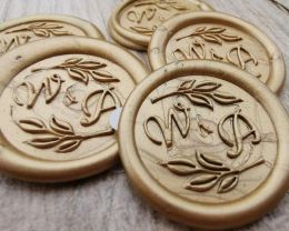 Craft Leaf Border Initials Custom Wax Seal Stickers, Self Adhesive Envelope Wax Seals, Peel and Stick Wax Seals