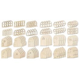 Crafts 48Pcs Fairy Door Craft Unpainted Fairy House Doors Blank Unfinished Fairy Doors R7UB